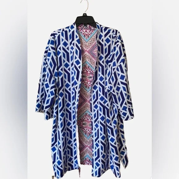 Chico’s Reversible Mykonos Kimono Jacket Topper NWOT Size 3 - Picture 3 of 6